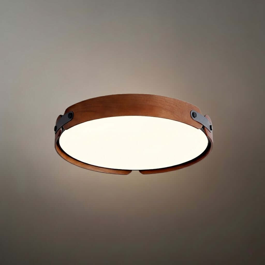 Wabi-Sabi Wood Ceiling Light – Modern LED Flush Mount Lamp